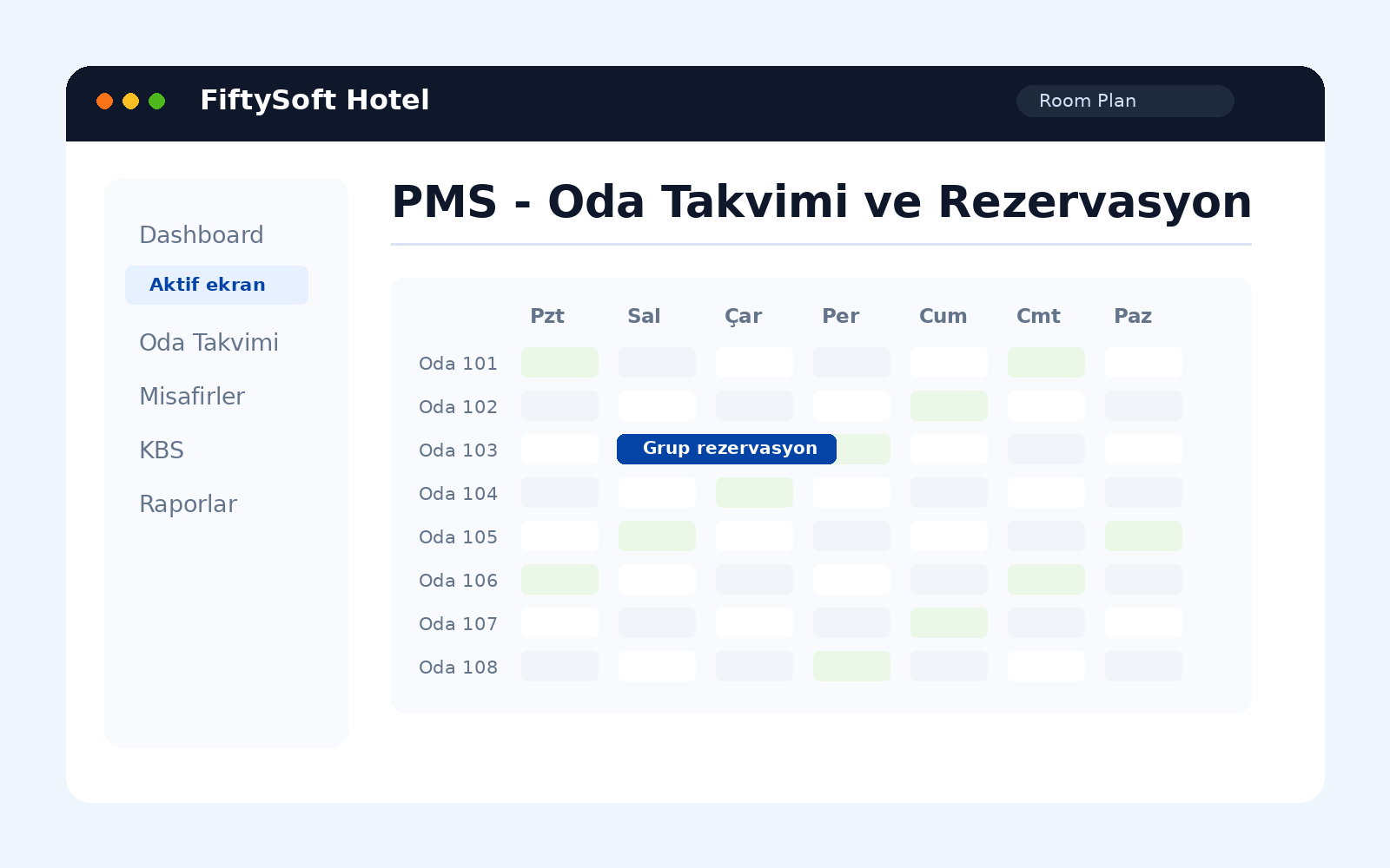 PMS (Otel Yönetimi) ekran görüntüsü placeholder